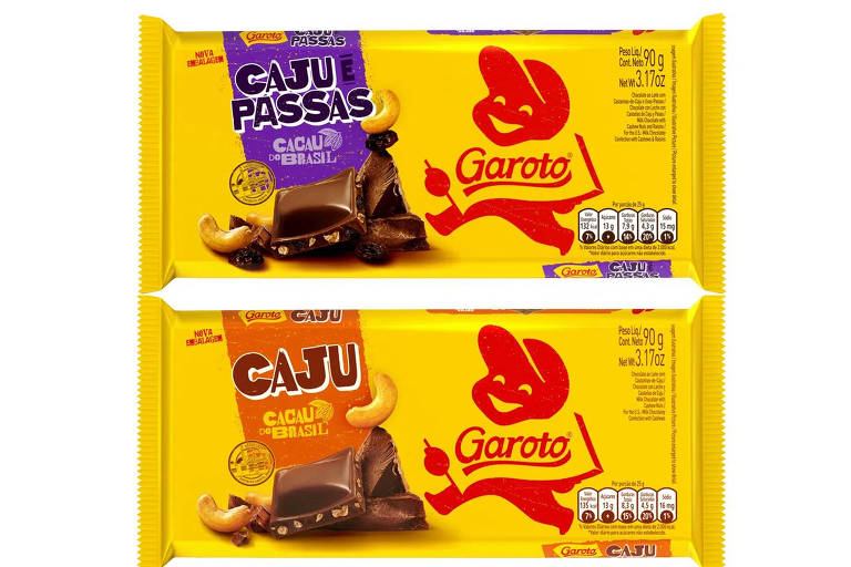 barras de chocolate em embalagem amarela em que se lê Garoto