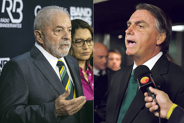 Na montagem, Lula e Bolsonaro falam na noite do debate Folha/UOL/Bandeirantes/Cultura
