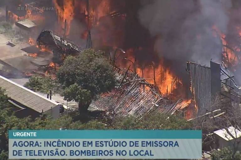 Incêndio Globo - Projac, na tela da Record