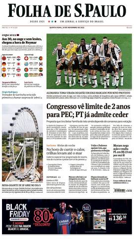 Capa da Edição Nacional da Folha