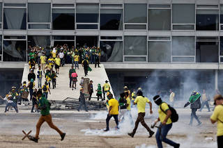 Supporters of Brazil's former President Jair Bolsonaro demonstrate against President Luiz Inacio Lula da Silva, in Brasilia