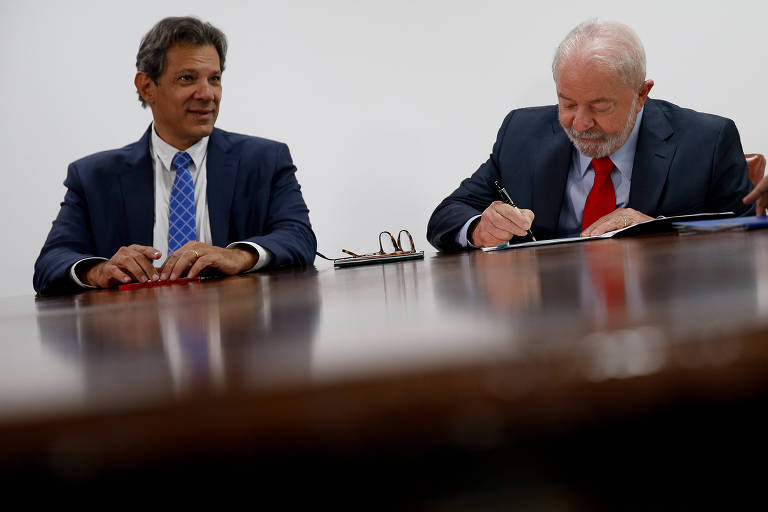 Presidente Luiz Inácio Lula da Silva e o ministro Fernando Haddad (Fazenda)