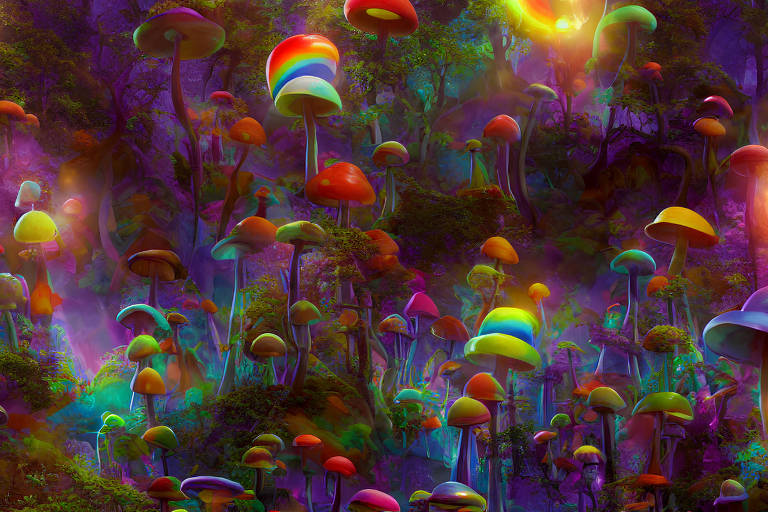 Cogumelos multicoloridos