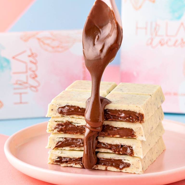 Barra de chocolate branco recheada com Nutella da Hilla Doces