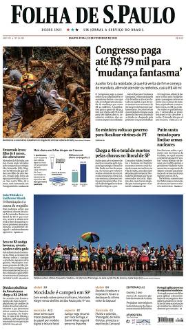 Capa da Edição Nacional da Folha