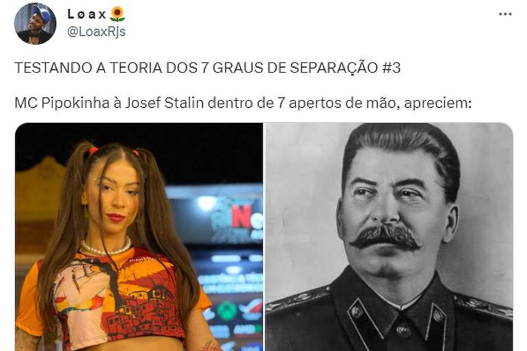 Posts viralizam ao mostrar elo entre MC Pipokinha e Stálin
