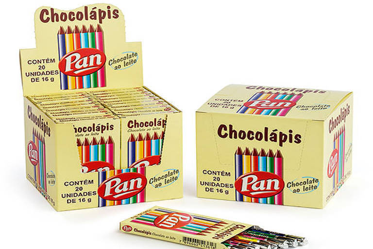 Caixas do produto Chocolápis da Pan