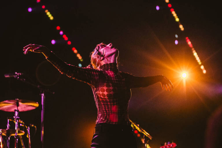 A cantora Hayley Williams em show da banda Paramore na Qualistage, casa de shows no Rio de Janeiro