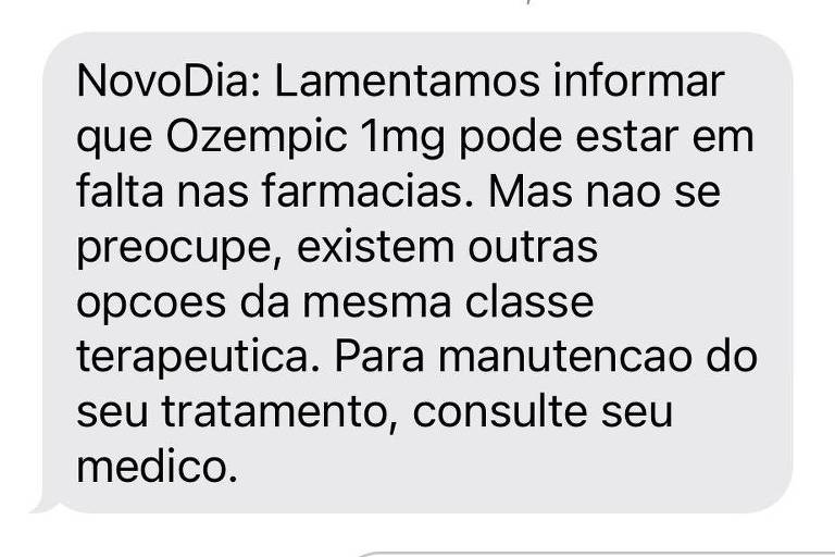 Mensagem da farmacêutica