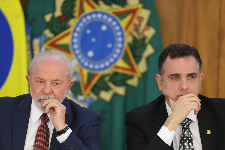 O presidente Luiz Inácio Lula da Silva e o senador Rodrigo Pacheco 