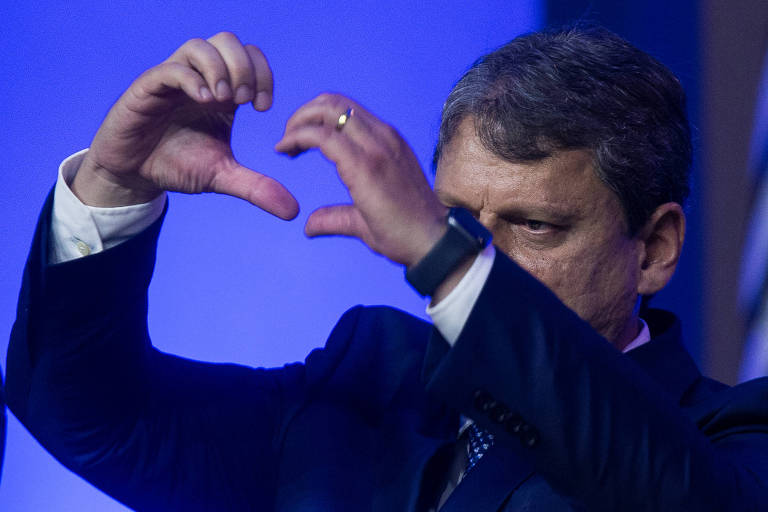 Governador Tarcísio de Freitas (Republicanos) durante evento no Palácio dos Bandeirantes