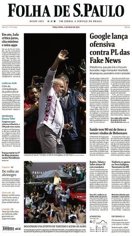 Capa da Edição Nacional da Folha