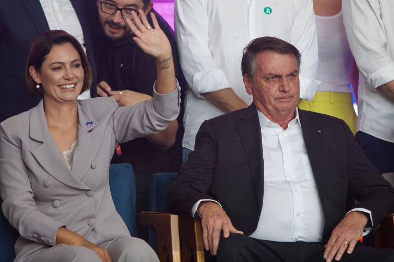 Michelle e Jair Bolsonaro participam de evento do "PL Mulher", em São Paulo