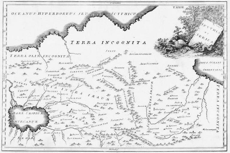 Antigo mapa com Terra Incognita