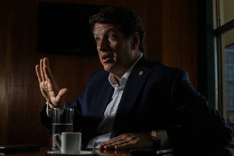 Deputado federal Ricardo Salles (PL-SP) durante entrevista à Folha