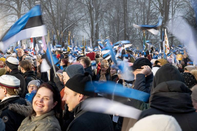 Comemoração do dia da independência da Estônia, em Tallin, capital do país