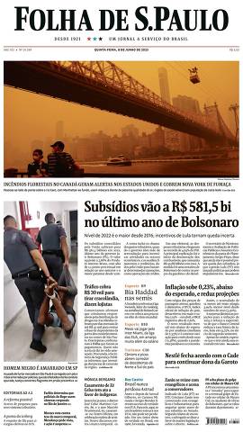 Capa da Edição Nacional da Folha