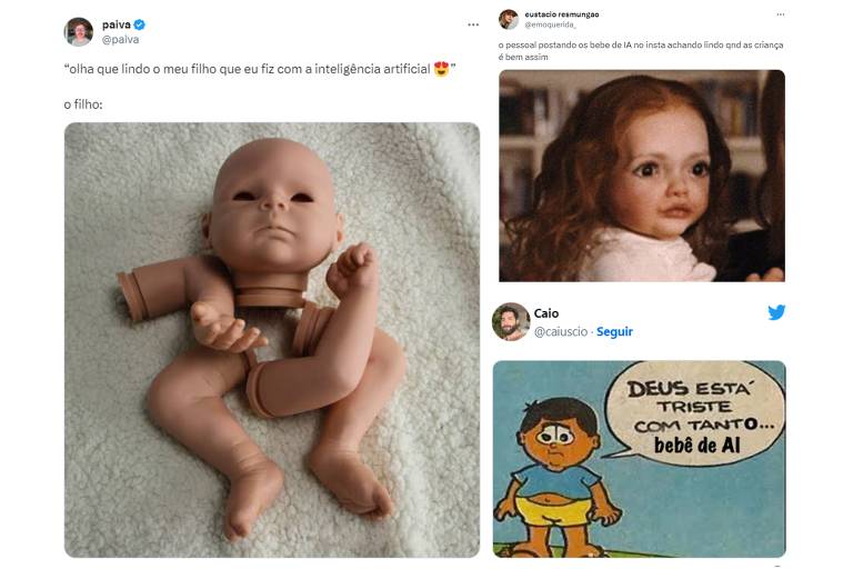 'Deus está triste': bebês gerados por IA viram febre e piada nas redes sociais