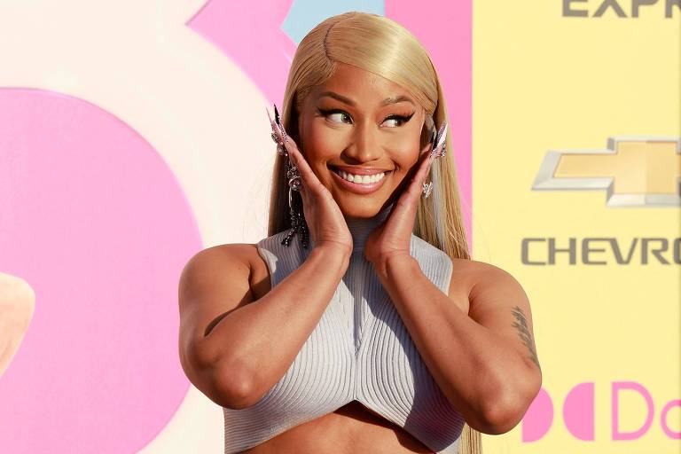 A rapper americana Nicki Minaj na estreia de 'Barbie', em Los Angeles