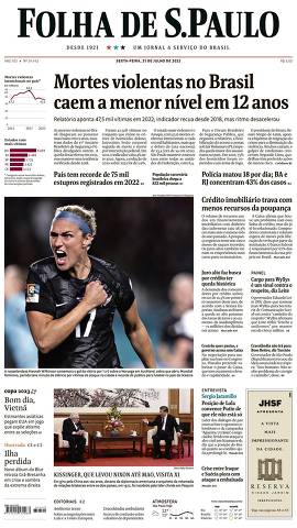 Capa da Edição Nacional da Folha