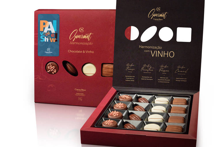 A combinação de chocolate com bebidas alcoólicas é uma das apostas da Cacau Show para o Dia dos Pais de 2023. (Divulgação/Cacau Show)