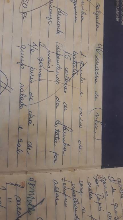 Imagem do caderno de receitas da família de João Paulo Guida