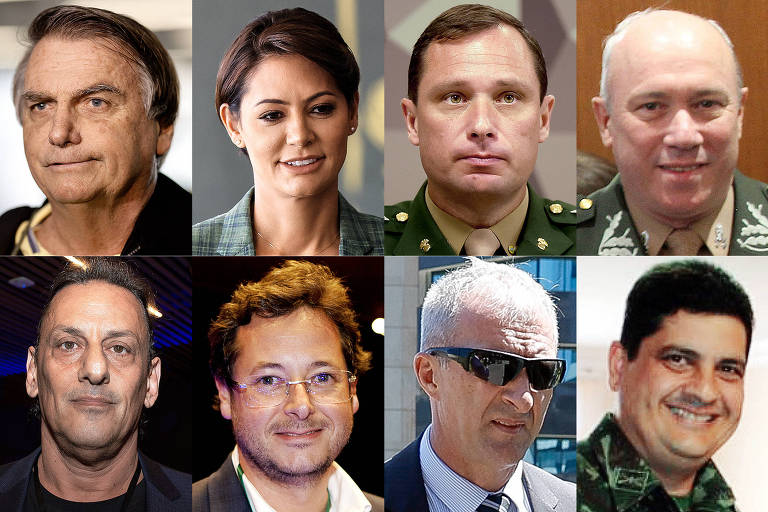 Jair Bolsonaro e os outros alvos da PF no caso das joias: Michelle, Mauro Cid, General Lourena Cid, Frederick Wassef, Fabio Wajngarten, Osmar Crivelatti e Marcelo Câmara