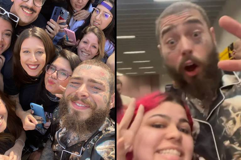 Post Malone tira fotos com fãs em Curitiba antes de se apresentar no The Town