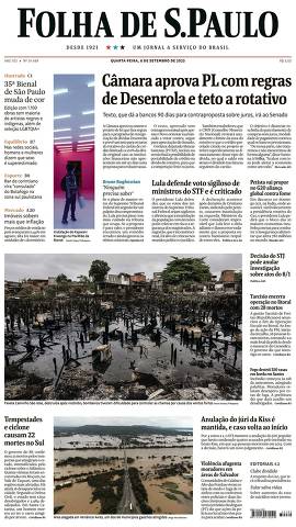 Capa da Edição Nacional da Folha