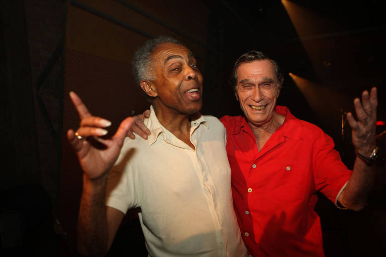 Gilberto Gil e Jorge Mautner em evento no Sesc Pompeia, em São Paulo, em 2013