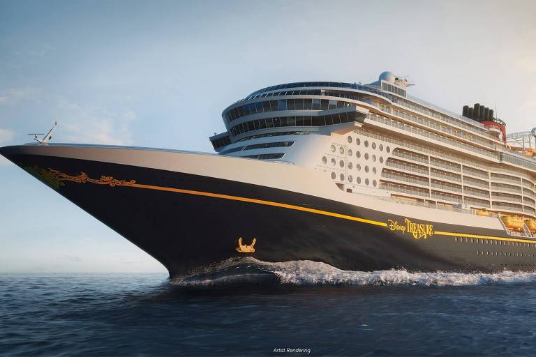 The Disney Treasure, o novo navio da frota Disney Cruise Line, que sairá em dezembro de 2024 em embarque inaugural de sete noites