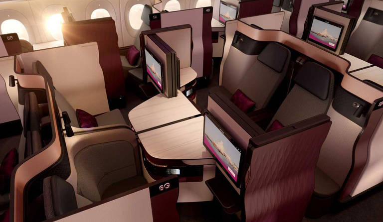 Conheça a Qsuite, a classe executiva da Qatar Airways