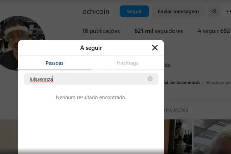 Post do unfollow de Chico Moedas no perfil de Luísa Sonza