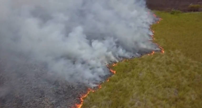 Incêndio destrói vegetação de Bonito, no Mato Grosso do Sul