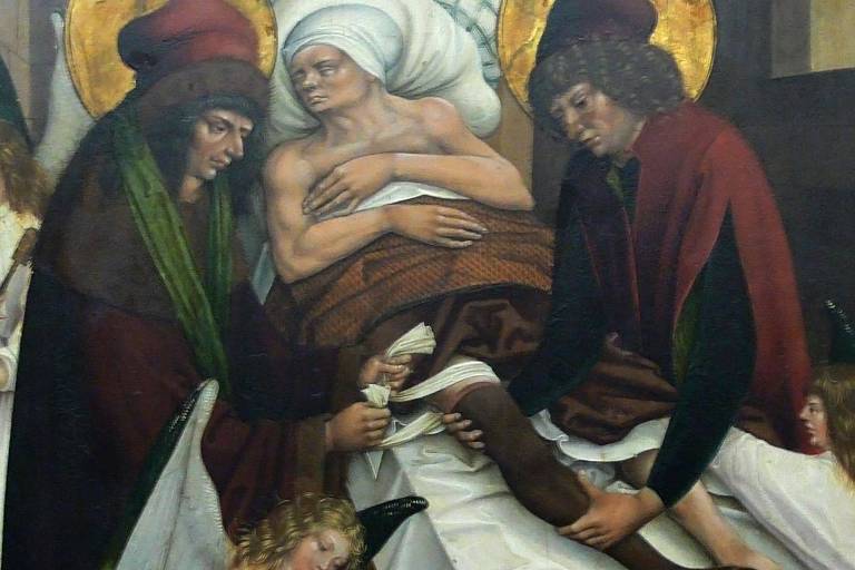 Pintura antiga mostra pessoa sendo operada