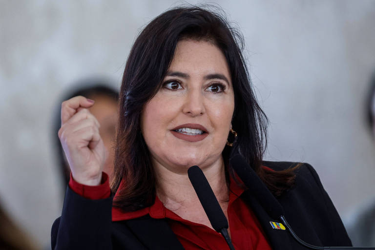 A ministra Simone Tebet, em cerimônia em Brasília