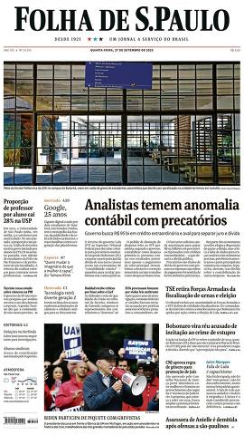 Capa da Edição Nacional da Folha