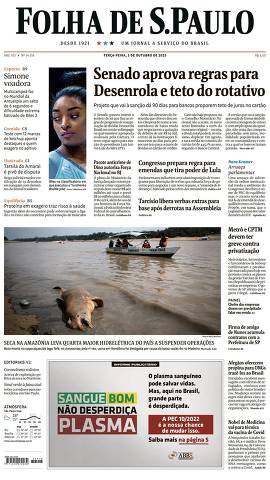 Capa da Edição Nacional da Folha