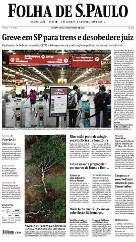 Capa da Edição Nacional da Folha