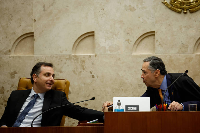 Presidente do Senado, Rodrigo Pacheco (PSD-MG), com presidente do STF, Luís Roberto Barroso