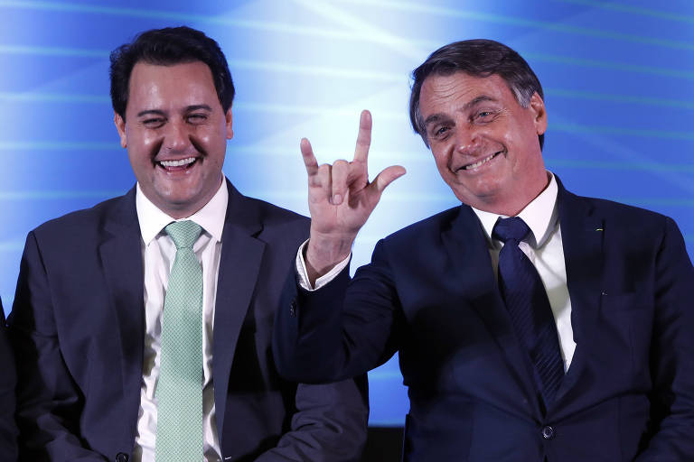 Em 2019, Jair Bolsonaro e o governador do Paraná, Ratinho Junior, em Curitiba