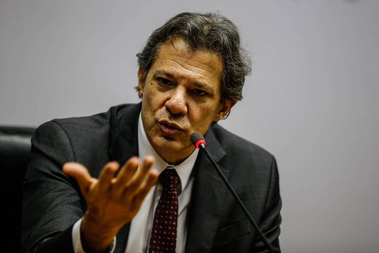 O ministro da Fazenda, Fernando Haddad, em entrevista coletiva