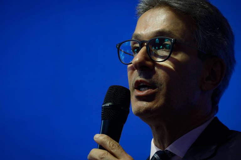 Romeu Zema, governador de Minas Gerais, discursa durante evento da Lide, em São Paulo