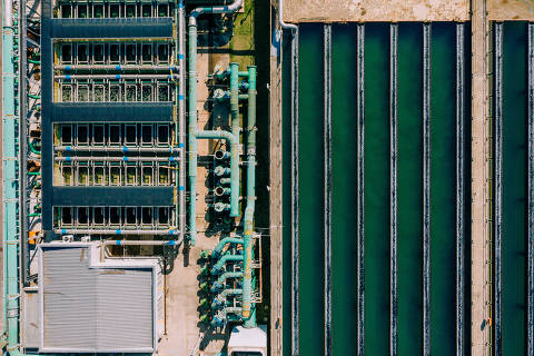 SÃO PAULO, SP, 26.07.2019 - Estação de tratamento de água da Sabesp, em Santo Amaro, na zona sul de São Paulo, estatal que pode ser privatizada. (Foto: Gabriel Cabral/Folhapress)