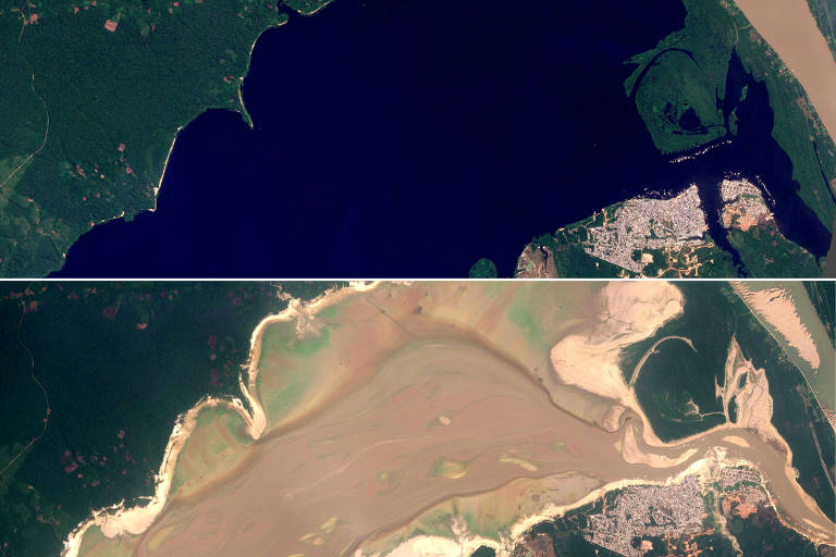 Imagens de satélite mostram desaparecimento de rios na seca da Amazônia; veja antes e depois