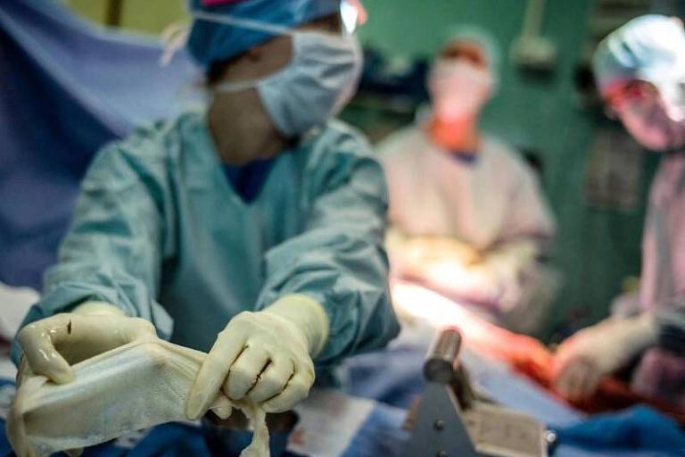 Um cirurgião francês prepara um enxerto de pele