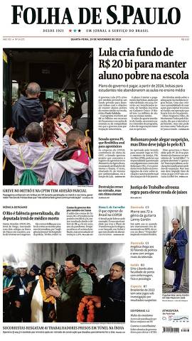 Capa da Edição Nacional da Folha