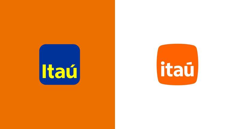 logo antigo e logo novo do itaú