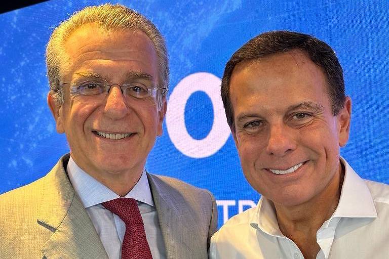  João Doria e Andrea Matarazzo no encontro mundial do Lide, em São Paulo, na quarta (6). "Feliz em reencontrar Andrea Matarazzo, agora sócio e parceiro no Lide Itália", escreveu Doria