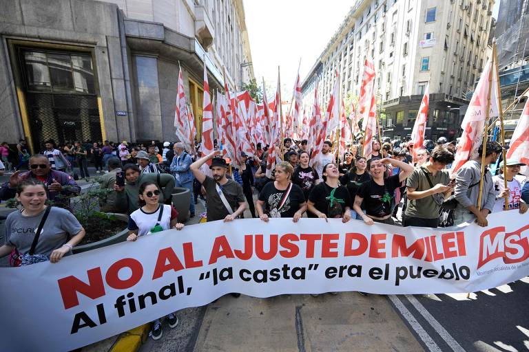 Protesto contra Milei na Argentina nesta quarta (20)